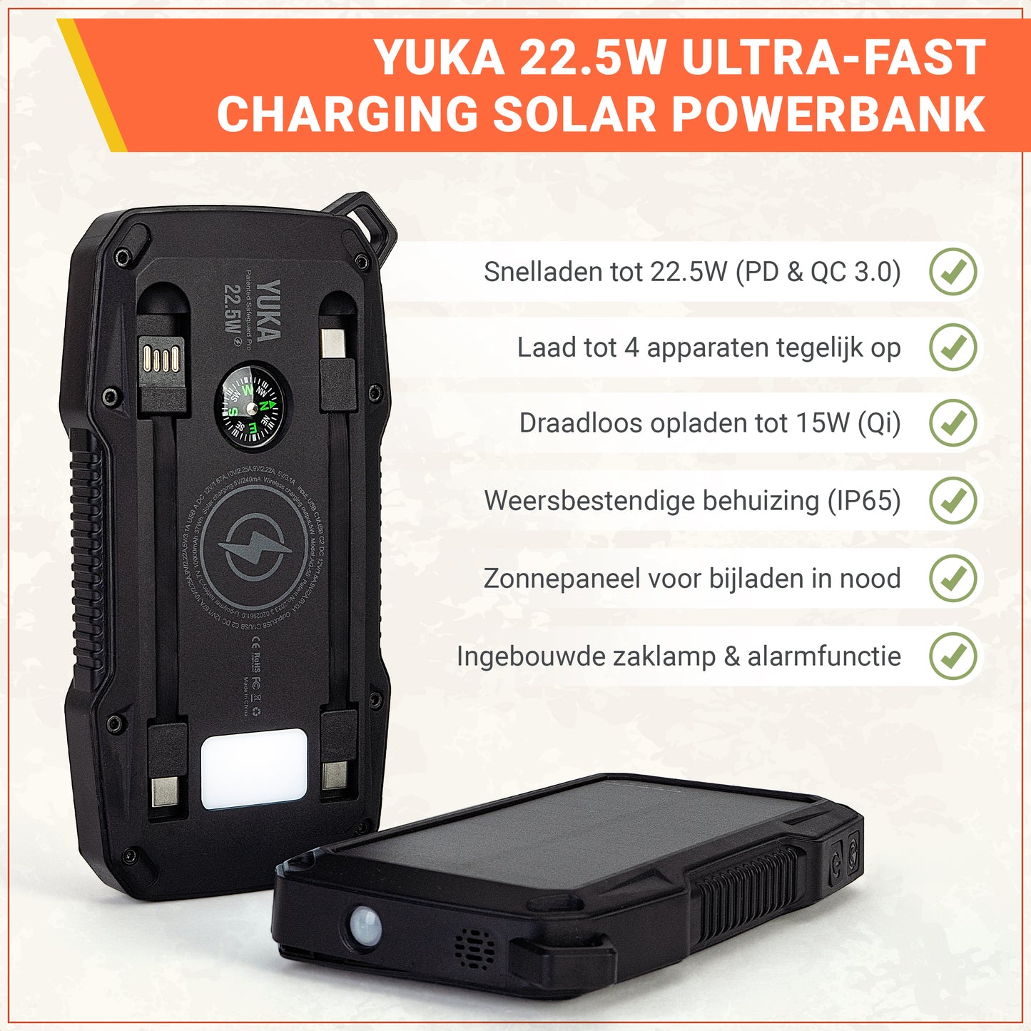 YUKA Noodpakket Pro – Walkie Talkies Lange Afstand & Powerbank 22.5W