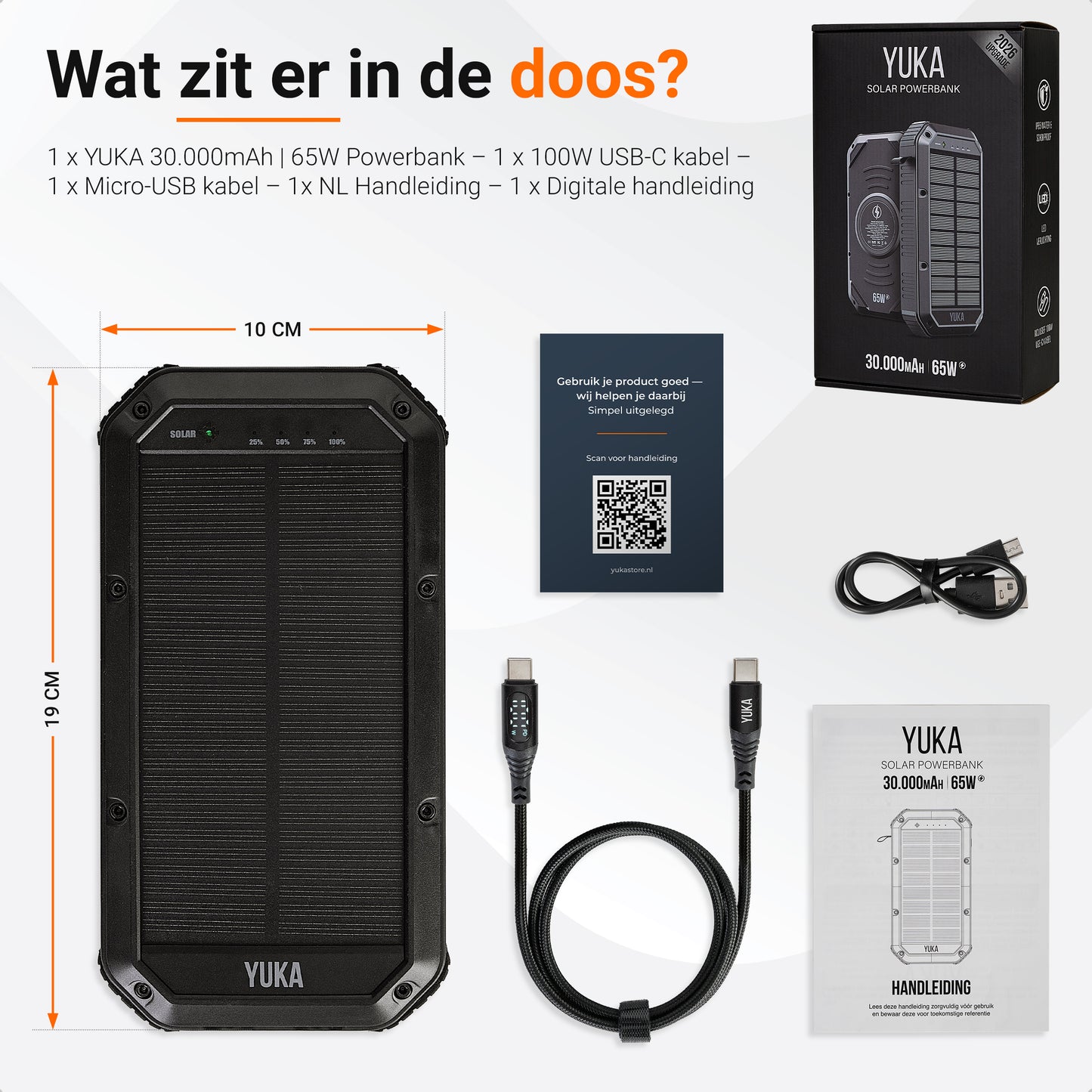 YUKA Solar Powerbank 30.000 mAh (65W)