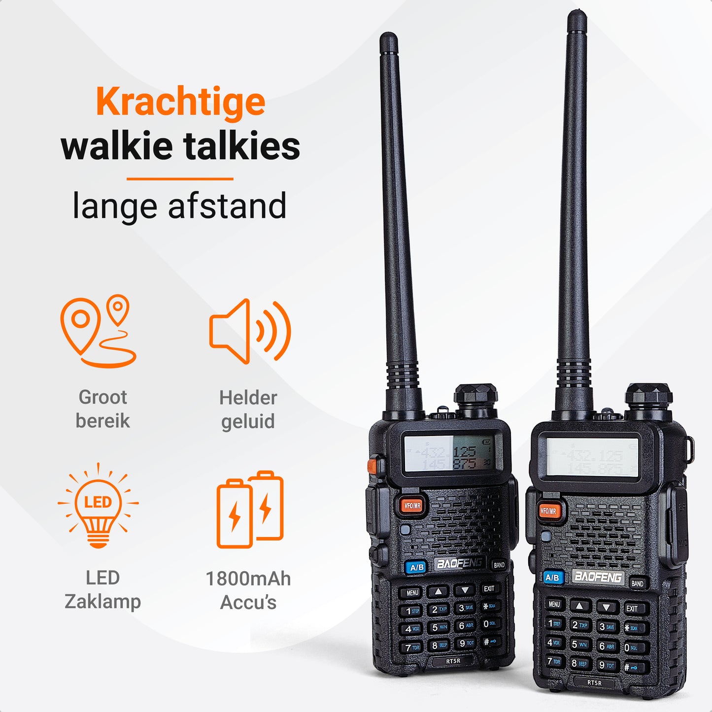 YUKA UV-5R Walkie Talkie Set – Lange Afstand (2-Pack)