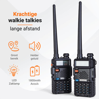 YUKA UV-5R Walkie Talkie Set – Lange Afstand (2-Pack)