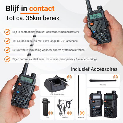YUKA UV-5R Walkie Talkie Set – Lange Afstand (2-Pack)